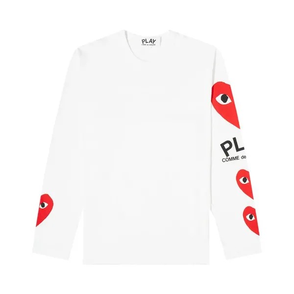 Футболка Comme Des Garçons Comme des Garçons PLAY Multi Heart Long-Sleeve T-Shirt, белый