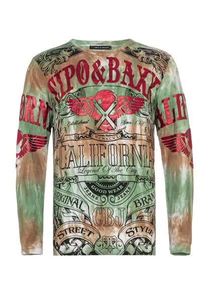 Лонгслив Cipo & Baxx Langarmshirt, цвет GREEN BROWN