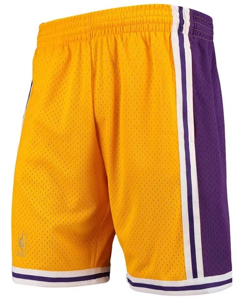 Мужские золотистые шорты los angeles lakers hardwood classics team swingman Mitchell & Ness, мульти