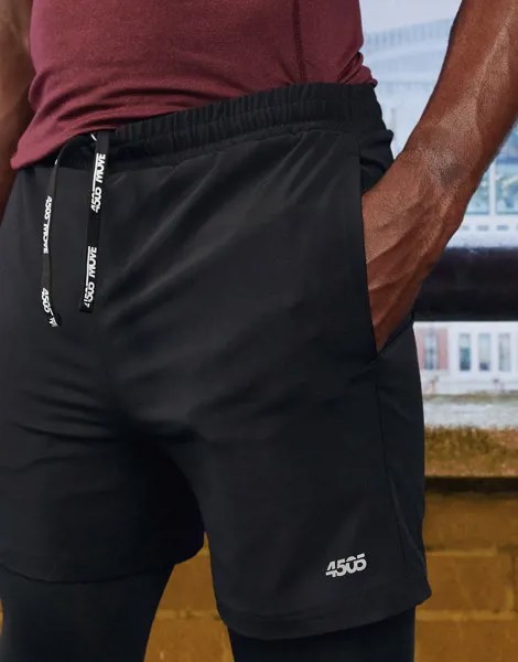 Спортивные шорты и лосины «2 в 1» ASOS 4505-Черный цвет