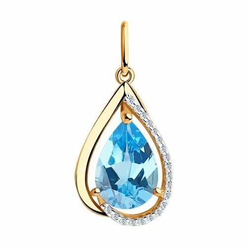 Подвеска GOLD CENTER, красное золото, 585 проба, топаз