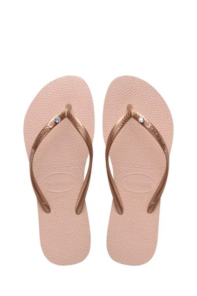 Розовые облегающие босоножки с кристаллами Havaianas, розовый