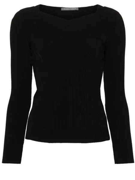 Alberta Ferretti трикотажный топ с вырезом-лодочкой, черный
