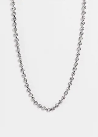 Серебристое короткое ожерелье со стразами y2k в стиле унисекс Reclaimed Vintage Inspired-Серебряный