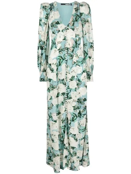 ROTATE BIRGER CHRISTENSEN floral-print maxi dress, синий