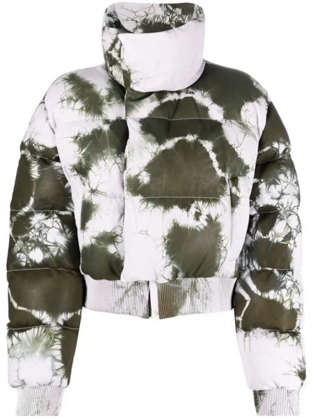 Пуховик с принтом тай-дай Off-White, розовый