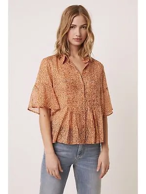 FRENCH CONNECTION Женская оранжевая блузка с рукавами 3/4 и V-образным вырезом с оранжевым рисунком 6