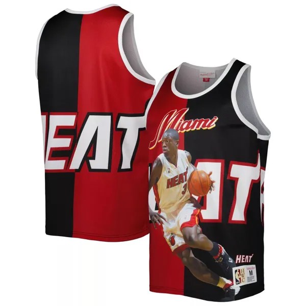Мужская майка Mitchell & Ness Dwyane Wade, черная/красная, сублимированная майка Miami Heat