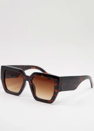 Большие квадратные солнцезащитные очки в коричневой черепаховой оправе Monki Carla-Коричневый цвет