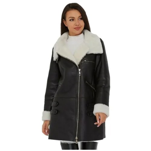 Este'e exclusive Fur&Leather Женская зимняя удлиненная дубленка из овчины с натуральным мехом, стильная, теплая длинная меховая куртка, верхняя одежда для девушек и женщин, зима, 50 размер, Турция