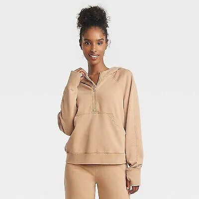 Женский флисовый пуловер с молнией 1/2 — JoyLab Beige L