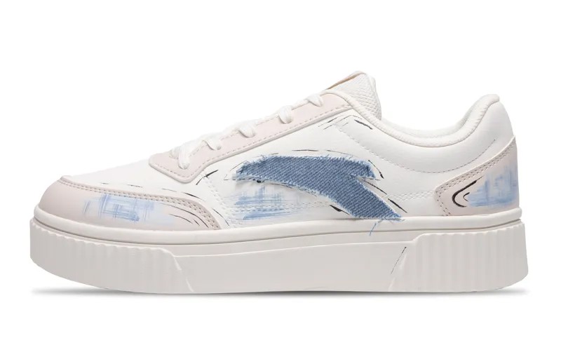 Кроссовки ANTA Life Collection Skateboarding Shoes Women's Low-top White/blue, слоновая кость
