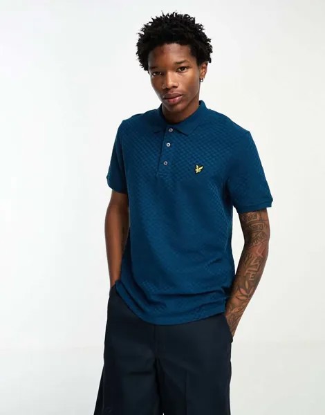 Темно-синяя трикотажная футболка-поло с сетчатым логотипом Lyle & Scott