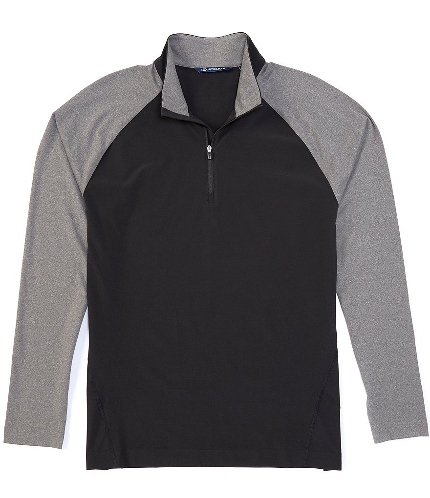 Гибридный пуловер с длинными рукавами и молнией до половины длины Cutter & Buck Response, черный