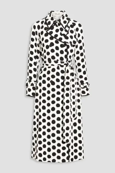 Двубортное пальто Eda из крепа в горошек Diane Von Furstenberg, слоновая кость