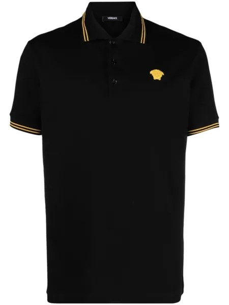 Versace рубашка поло с вышивкой Medusa, черный