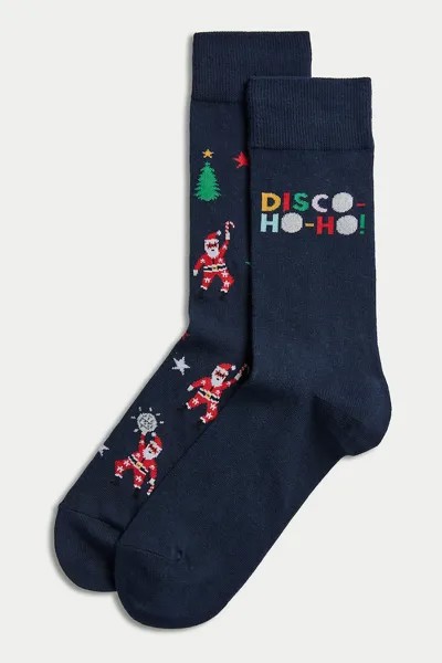 Длинные носки Disco Santa - 2 пары Marks & Spencer, красный