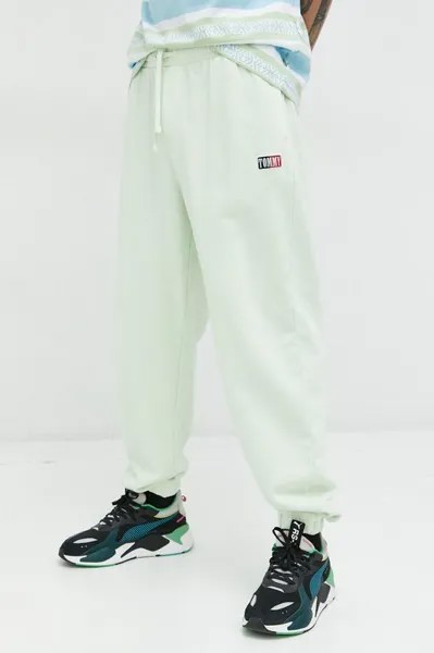 Хлопковые спортивные брюки Tommy Jeans, зеленый