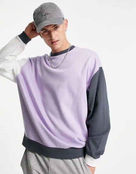 Свитшот oversized в стиле колор блок ASOS DESIGN-Разноцветный