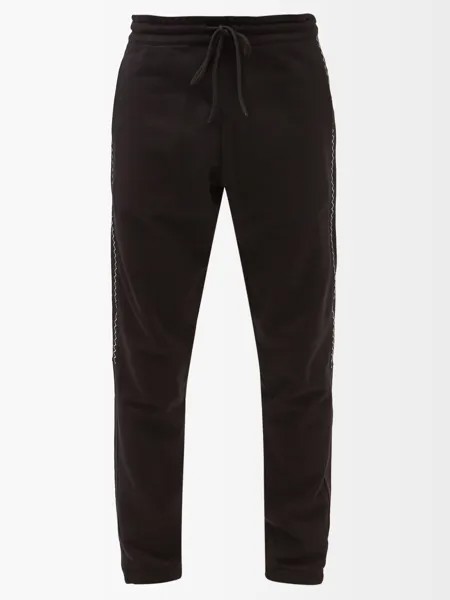 Спортивные брюки из хлопкового джерси со светоотражающим зигзагом Moncler, черный