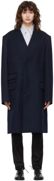 Пальто темно-синего цвета в стиле минимализм Maison Margiela