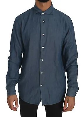 Рубашка DEPERLU Хлопковый синий джинсовый повседневный топ с длинными рукавами s. 41/US16/л Рекомендуемая розничная цена 150 долларов США