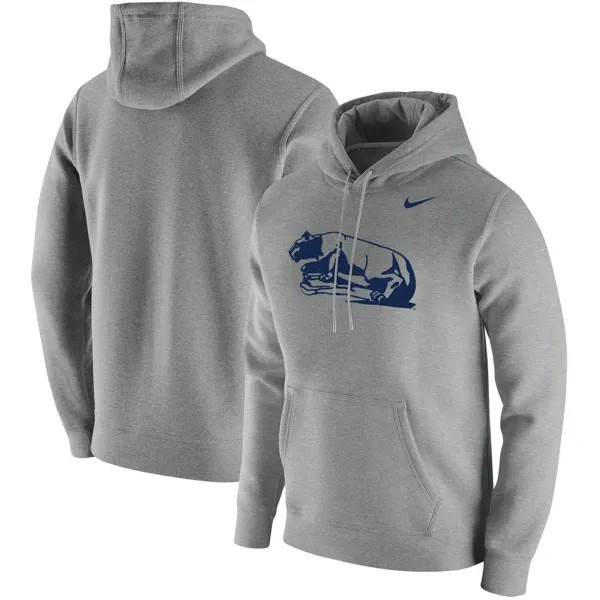 Мужской серый пуловер с капюшоном Nike Heathered Penn State Nittany Lions Vintage School Logo