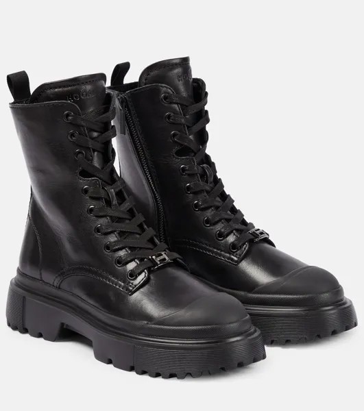 Кожаные армейские ботинки H619 Hogan, черный