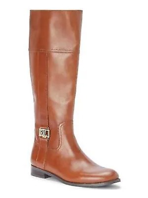 RALPH LAUREN Женские коричневые кожаные ботинки для верховой езды на блочном каблуке с круглым носком и берди 5 B
