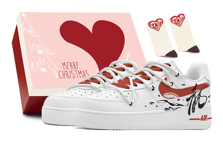 Кроссовки Nike Air Force 1 Skateboarding Shoes Women's Low-top Red, белый/красный
