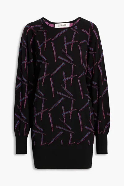 Платье мини Amarrah жаккардовой вязки Diane Von Furstenberg, черный