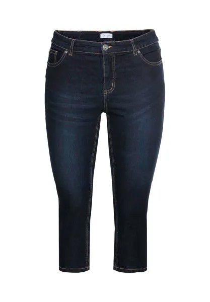 Джинсы из хлопка стрейч с контрастной строчкой sheego, цвет Blue Black Denim