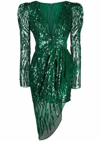Zuhair Murad платье с драпировкой и пайетками