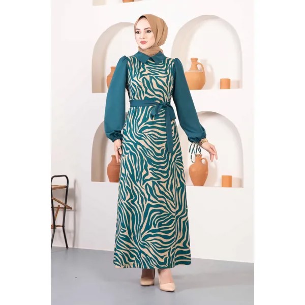 Макси-мусульманское женское платье с поясом и узором под зебру Abaya Abayat Платье больших размеров Кафтан Дубай Халат Турция Дубай Ислам Марокко 2022