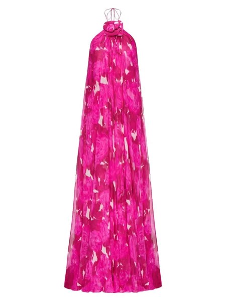 Шифоновое вечернее платье из розового муара Valentino, розовый