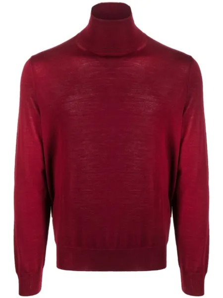 Canali кардиган из шерсти мериноса с высоким воротником, красный