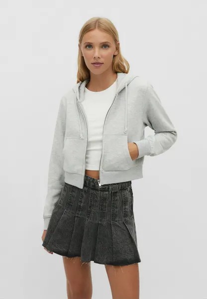 Толстовка на молнии Cropped Stradivarius, цвет grey