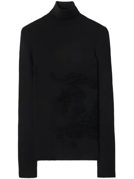 Джемпер с высоким воротником и узором Equestrian Knight Burberry, черный