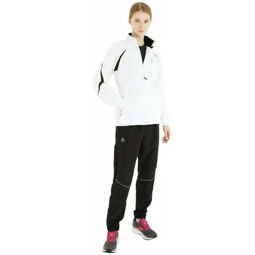 Костюм ODLO Fly, олимпийка и брюки, силуэт прямой, светоотражающие элементы, карманы, размер XL, черный, белый
