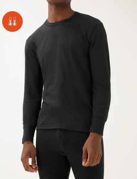 Тепловая футболка среднего размера с длинными рукавами Heatgen Marks & Spencer, черный