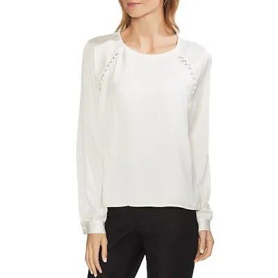 Женская атласная рубашка-блузка с рукавами реглан цвета слоновой кости Vince Camuto, топ XS BHFO 0991