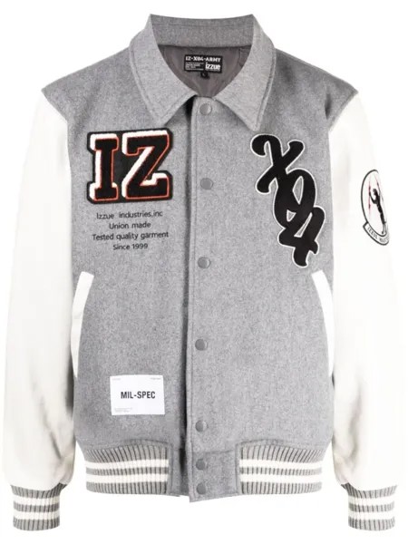 Izzue patch-embroidered bomber jacket, серый