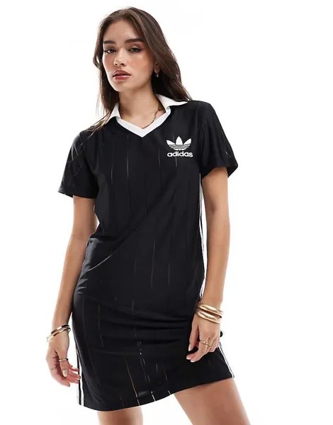 Adidas Originals – adicolor – Черное полосатое платье с 3 полосками