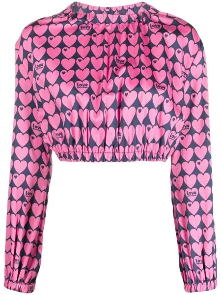 Love Moschino укороченная блузка с принтом, розовый