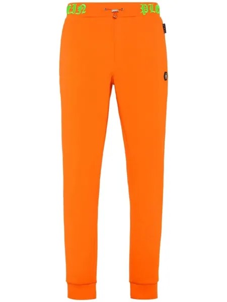 Philipp Plein спортивные брюки Skull and Bones с логотипом, оранжевый