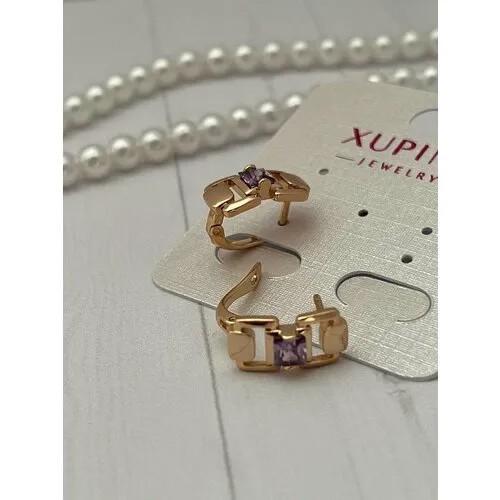 Серьги XUPING JEWELRY, циркон, желтый