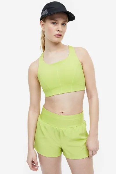 Двойные спортивные шорты DryMove H&M, зеленый лайм