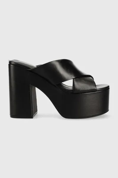 Кожаные шлепанцы LANTZ2 Guess, черный