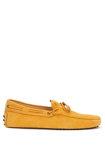 Мужские кожаные драйверские туфли желтого цвета с кружевной отделкой Tod's