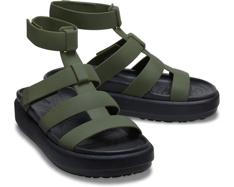 Сандалии Crocs Brooklyn Luxe Gladiator, цвет Black/Army Green